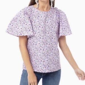 Tuckernuck English Factory Purple Floral Flutter Sleeve Top